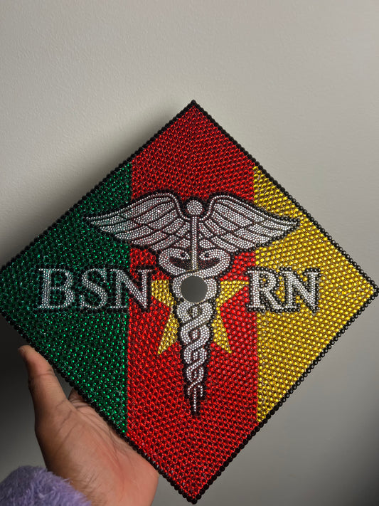 Cameroon BSN RN Grad Cap Custom